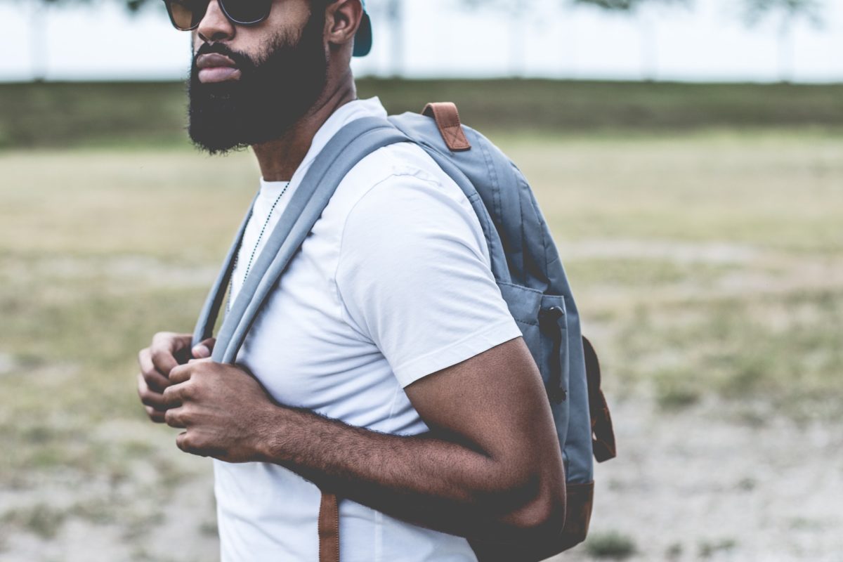 Man wearing backpack