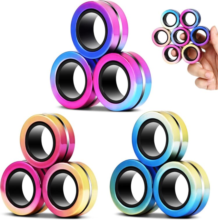 9 Pack Magnetic Rings Fidget Toy Set